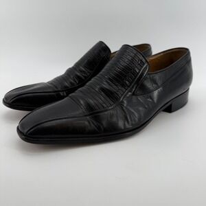 Paco Liufau Black Leather Lizard Print Loafer Dress‎ Shoes Mens Size 44 Spain